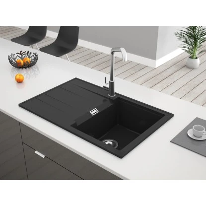 Einbauspüle Granitverbundwerkstoff Schwarz 2 Einbauspüle Granitverbundwerkstoff Schwarz – Bild 2