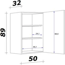 Flex-Well Exclusiv Oberschrank Capri 50 Cm X 89 Cm Schwarz Matt-Endgrain Oak -Küchenbedarf Geschäft 047584070353 4051 VM H5089