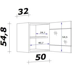 Flex-Well Exclusiv Glas-Oberschrank Capri 50 Cm Schwarz Matt-Endgrain Oak -Küchenbedarf Geschäft 047584070377 4051 VM HGH50