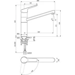 Ideal Standard Küchenarmatur Ceraflex BlueStart Verlängerter Sockel Chrom -Küchenbedarf Geschäft 188292 3049 6