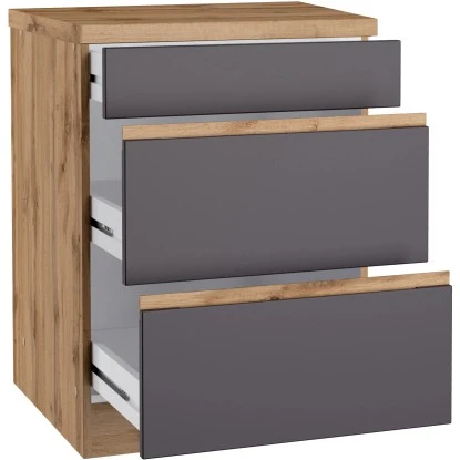 Held Möbel Küchenunterschrank Turin 60 Cm Mit Auszügen Graphit/Wotaneiche 3 Held Möbel Küchenunterschrank Turin 60 Cm Mit Auszügen Graphit/Wotaneiche – Bild 3
