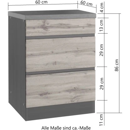 Held Möbel Küchenunterschrank Turin 60 Cm Mit Auszügen Graphit/Wotaneiche 4 Held Möbel Küchenunterschrank Turin 60 Cm Mit Auszügen Graphit/Wotaneiche – Bild 4