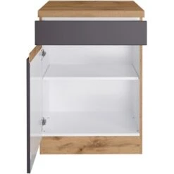 Held Möbel Küchenunterschrank Turin 60 Cm 1 Tür 1 Schublade Graphit/Wotaneiche -Küchenbedarf Geschäft 189414 11016600 S 03