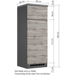 Held Möbel Umbauschrank Für Kühl/Gefrierkombi Turin 60 Cm Wotaneiche/Graphit -Küchenbedarf Geschäft 189542 11016600 VM 07