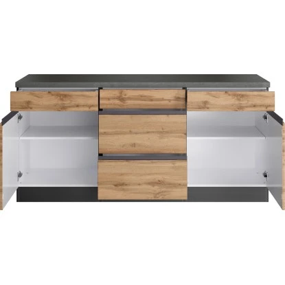 Held Möbel Küchenunterschrank Turin 180 Cm Wotaneiche/Graphit 3 Held Möbel Küchenunterschrank Turin 180 Cm Wotaneiche/Graphit – Bild 3