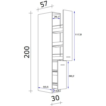 Flex-Well Exclusiv Apotheker-Hochschrank Lara 30 Cm Anthrazit-San Remo Eiche 2 Flex-Well Exclusiv Apotheker-Hochschrank Lara 30 Cm Anthrazit-San Remo Eiche – Bild 2