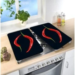 Wenko Herdabdeckplatte Universal Peperoni Duo 2er-Set Für Alle Herdarten -Küchenbedarf Geschäft 389365 1068 04