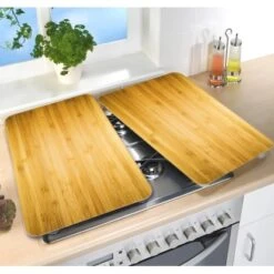 Wenko Herdabdeckplatten Universal Holz-Optik 2er Set Braun -Küchenbedarf Geschäft 4008838228302 1068 03