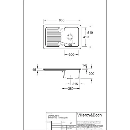 Villeroy & Boch Einbauspüle Condor 45 Ablaufg. Keramik Ebony CeramicPlus 2 Villeroy & Boch Einbauspüle Condor 45 Ablaufg. Keramik Ebony CeramicPlus – Bild 2