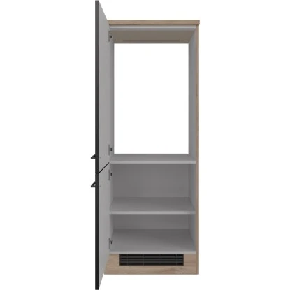 Flex-Well Exclusiv Demi-Geräteumbauschrank Capri 60 Cm Schwarz Matt-Endgrain Oak 3 Flex-Well Exclusiv Demi-Geräteumbauschrank Capri 60 Cm Schwarz Matt-Endgrain Oak – Bild 3