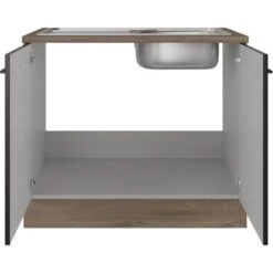 Flex-Well Exclusiv Spülenunterschrank Capri 100 Cm Schwarz Matt-Endgrain Oak 7 Flex-Well Exclusiv Spülenunterschrank Capri 100 Cm Schwarz Matt-Endgrain Oak -Küchenbedarf Geschäft 4047584070117 4051 S 01