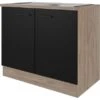 Flex-Well Exclusiv Spülenunterschrank Capri 100 Cm Schwarz Matt-Endgrain Oak