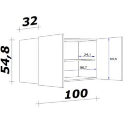 Flex-Well Exclusiv Oberschrank Capri 100 Cm Schwarz Matt-Endgrain Oak -Küchenbedarf Geschäft 4047584070155 4051 VM H100