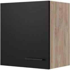 Flex-Well Exclusiv Oberschrank Capri 50 Cm X 55 Cm Schwarz Matt-Endgrain Oak