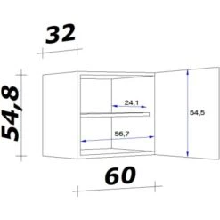 Flex-Well Exclusiv Oberschrank Capri 60 Cm X 55 Cm Schwarz Matt-Endgrain Oak -Küchenbedarf Geschäft 4047584070179 4051 VM H60