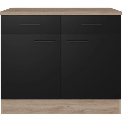 Flex-Well Exclusiv Unterschrank Capri 100 Cm Schwarz Matt-Endgrain Oak 2 Flex-Well Exclusiv Unterschrank Capri 100 Cm Schwarz Matt-Endgrain Oak – Bild 2