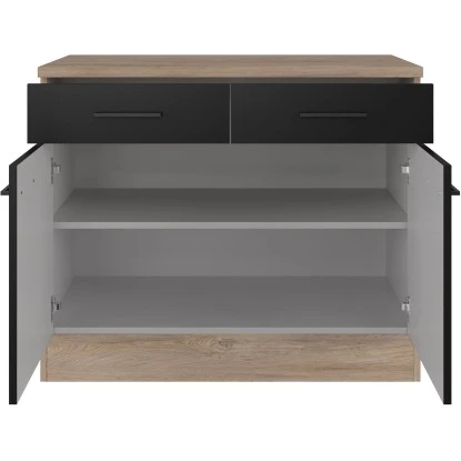 Flex-Well Exclusiv Unterschrank Capri 100 Cm Schwarz Matt-Endgrain Oak 3 Flex-Well Exclusiv Unterschrank Capri 100 Cm Schwarz Matt-Endgrain Oak – Bild 3