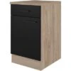 Flex-Well Exclusiv Unterschrank Capri 50 Cm Schwarz Matt-Endgrain Oak