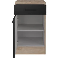 Flex-Well Exclusiv Unterschrank Capri 50 Cm Schwarz Matt-Endgrain Oak -Küchenbedarf Geschäft 4047584070254 4051 S 03