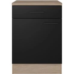 Flex-Well Exclusiv Unterschrank Capri 60 Cm Schwarz Matt-Endgrain Oak -Küchenbedarf Geschäft 4047584070278 4051 S 01
