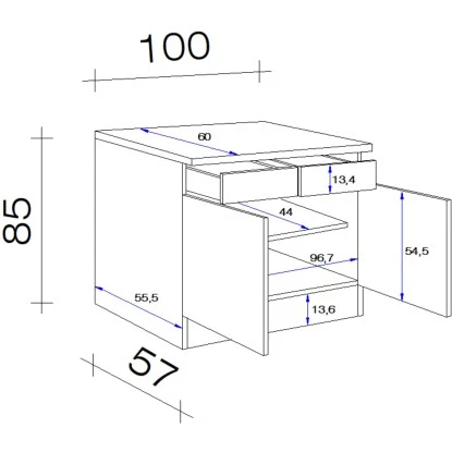 Flex-Well Exclusiv Unterschrank Capri 100 Cm Schwarz Matt-Endgrain Oak 4 Flex-Well Exclusiv Unterschrank Capri 100 Cm Schwarz Matt-Endgrain Oak – Bild 4