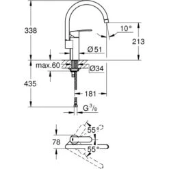 Grohe QuickFix Einhand-Spültischbatterie Wave Cosmopolitan Chrom 5 Grohe QuickFix Einhand-Spültischbatterie Wave Cosmopolitan Chrom -Küchenbedarf Geschäft 5189576 4520 100062044 1