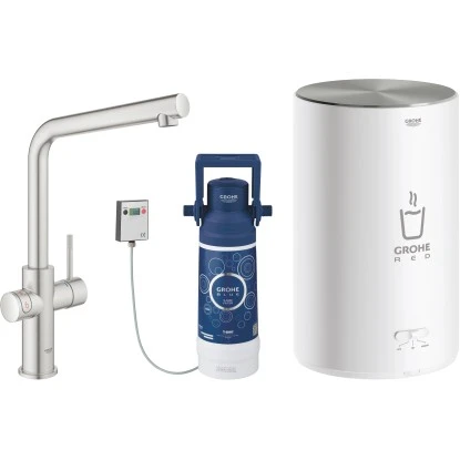 Grohe L-Auslauf Armatur Und Boiler Red Duo M-Size Supersteel 1 Grohe L-Auslauf Armatur Und Boiler Red Duo M-Size Supersteel