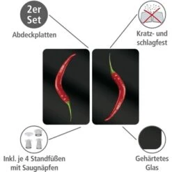 Wenko Herdabdeckplatten Universal Hot Peperoni 2er-Set Mehrfarbig -Küchenbedarf Geschäft 580693 1068 02