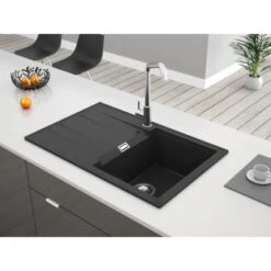 Miló Einbauspüle Granitverbundstoff Piatto 78 Graphit -Küchenbedarf Geschäft 5903140018315 30