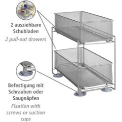 Wenko Schubladenregal 2 Etagen Metall Silber -Küchenbedarf Geschäft 746248 1068 02