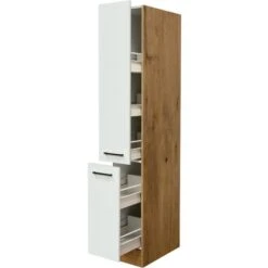 Flex-Well Exclusiv Apotheker-Hochschrank Vintea 30cm Magnolie Matt-Lancelot Oak