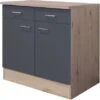 Flex-Well Exclusiv Unterschrank Morena 80 Cm Basaltgrau Matt - San Remo Eiche