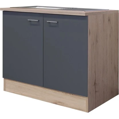 Flex-Well Exclusiv Spülenunterschrank Morena 100 Cm Basaltgrau Matt - San Remo 1 Flex-Well Exclusiv Spülenunterschrank Morena 100 Cm Basaltgrau Matt - San Remo