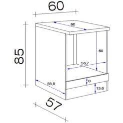 Flex-Well Herdumbauschrank Capri 60 Cm Schwarz Matt-Endgrain Oak -Küchenbedarf Geschäft 84070186 4051 VM HU60 28mm