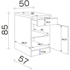 Flex-Well Exclusiv Unterschrank Capri 50 Cm Schwarz Matt-Endgrain Oak -Küchenbedarf Geschäft 84070254 4051 VM US50 28mm