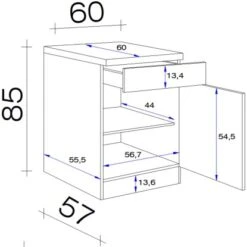 Flex-Well Exclusiv Unterschrank Capri 60 Cm Schwarz Matt-Endgrain Oak -Küchenbedarf Geschäft 84070278 4051 VM US60 28mm