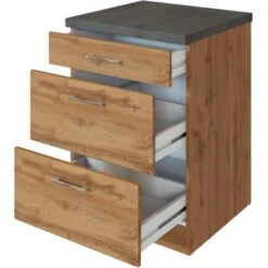 Held Möbel Auszugsschrank Sorrento 50 X 85 X 60 Cm 1 Schubk. 2 Ausz. Wotaneiche -Küchenbedarf Geschäft 853782 11016600 3