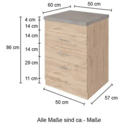 Held Möbel Auszugsschrank Sorrento 50 X 85 X 60 Cm 1 Schubk. 2 Ausz. Wotaneiche -Küchenbedarf Geschäft 853782 11016600 4