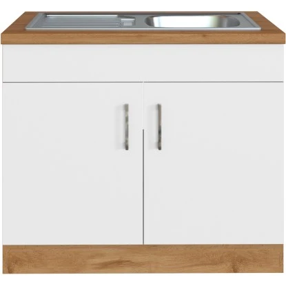 Held Möbel Spülenschrank Sorrento BxHxT 100x85x60 Cm 2 Türen Weiß-Wotaneiche 1 Held Möbel Spülenschrank Sorrento BxHxT 100x85x60 Cm 2 Türen Weiß-Wotaneiche
