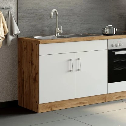 Held Möbel Spülenschrank Sorrento BxHxT 100x85x60 Cm 2 Türen Weiß-Wotaneiche 11 Held Möbel Spülenschrank Sorrento BxHxT 100x85x60 Cm 2 Türen Weiß-Wotaneiche – Bild 11