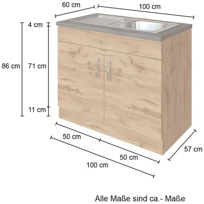 Held Möbel Spülenschrank Sorrento BxHxT 100x85x60 Cm 2 Türen Weiß-Wotaneiche 4 Held Möbel Spülenschrank Sorrento BxHxT 100x85x60 Cm 2 Türen Weiß-Wotaneiche – Bild 4