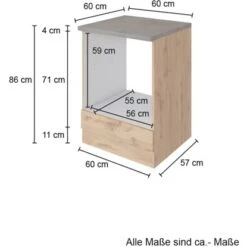 Held Möbel Herdumbau Sorrento 60 X 85 X 60 Cm Nische F. Ofen Anthr.-Wotaneiche -Küchenbedarf Geschäft 853835 11016600 3