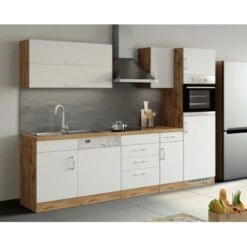 Held Möbel Ofen-Kühlschrankumbau Sorrento B60 X H200 X T60 Cm Weiß-Wotaneiche -Küchenbedarf Geschäft 853869 11016600 10
